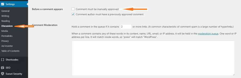 wordpress comments moderation