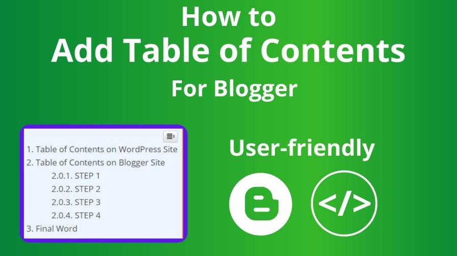 table of contents on blogger