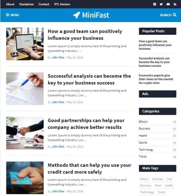 Minifast Blogger theme