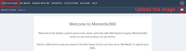 momento360 Upload 360 degree image