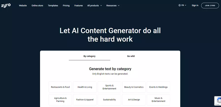 Zyro AI Content Generator